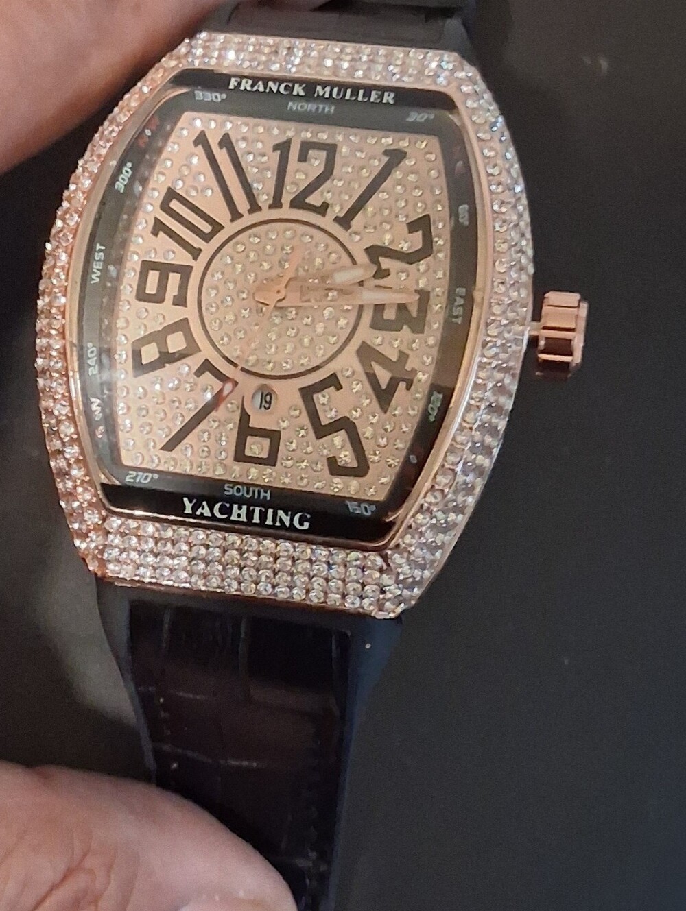 Rosetone Crystal Yachting Quartz Watch New No Box Very Large Bling Watch - Picture 6 of 11